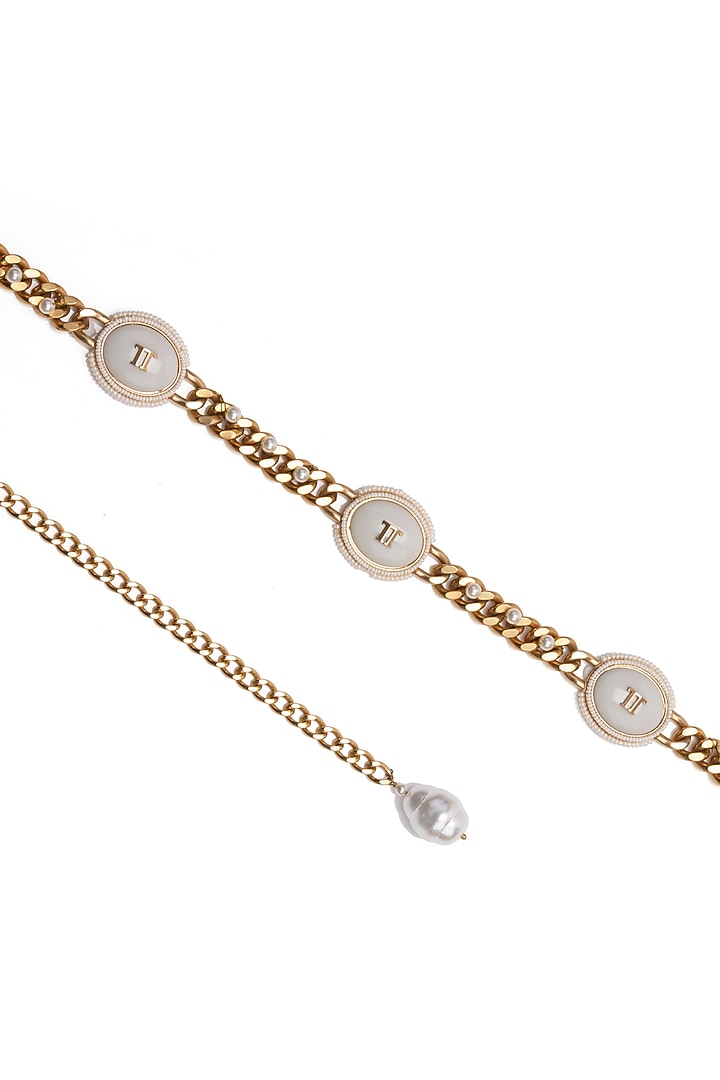 Ivory Swarovski & Pearl Embellished Chain Belt by Tarun Tahiliani Accessories at Pernia's Pop Up Shop