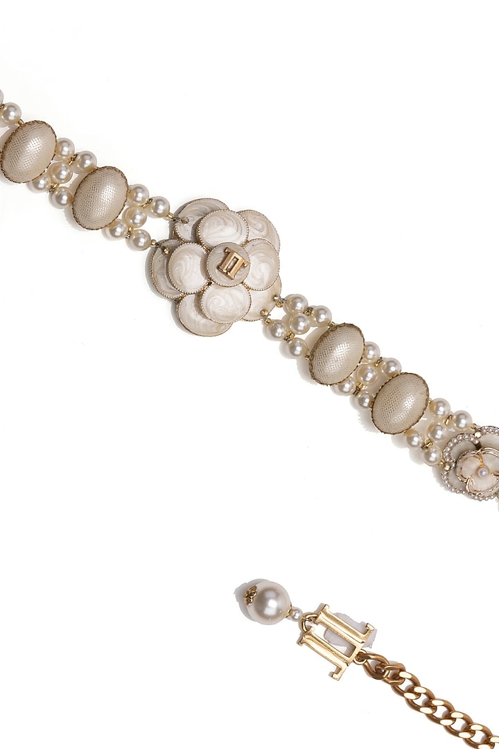 Ivory Swarovski & Pearl Embellished Belt by Tarun Tahiliani Accessories at Pernia's Pop Up Shop