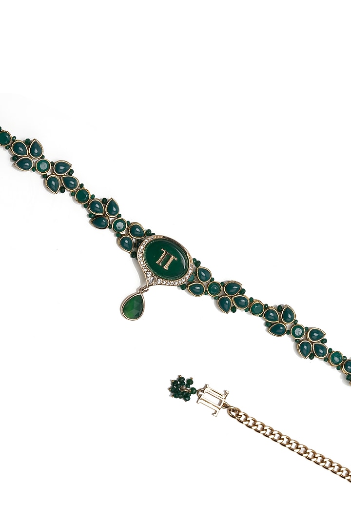 Emerald Cutdana & Kundan Embellished Belt by Tarun Tahiliani Accessories at Pernia's Pop Up Shop