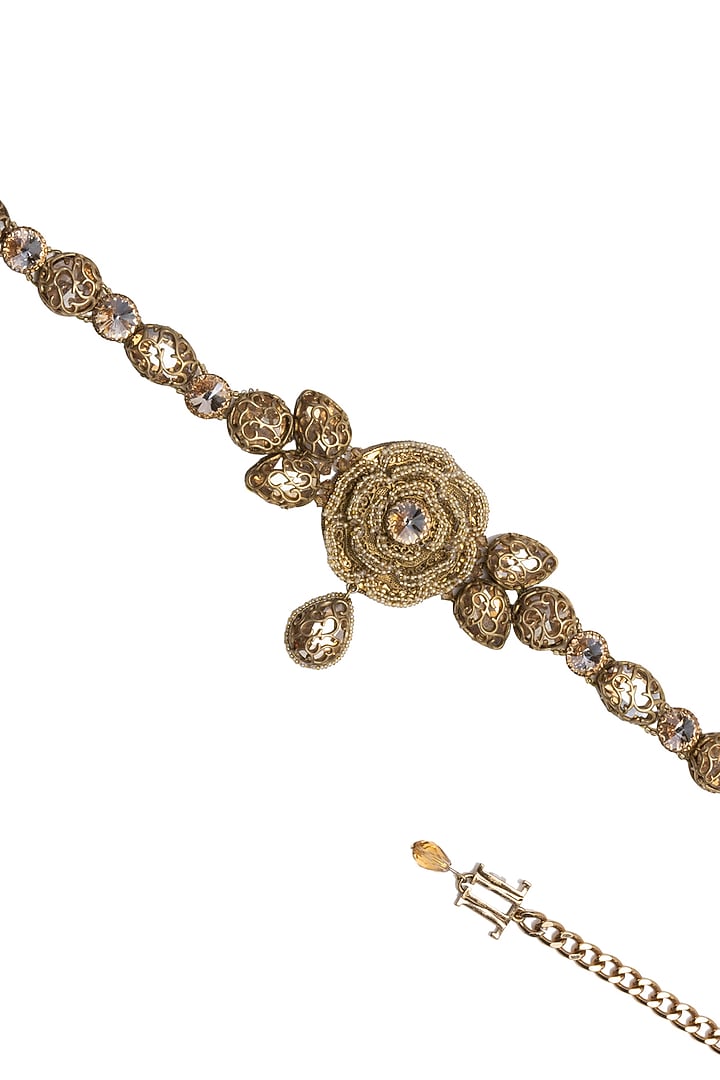 Antique Gold Bead Embellished Belt by Tarun Tahiliani Accessories at Pernia's Pop Up Shop