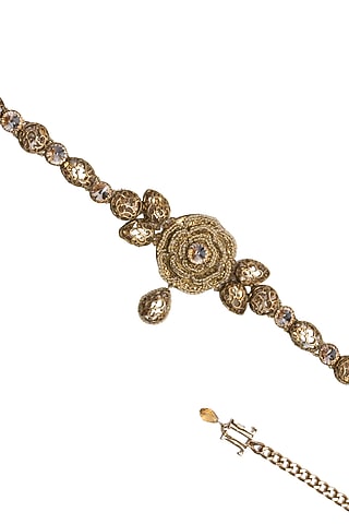 Antique Gold Bead Embellished Belt by Tarun Tahiliani Accessories