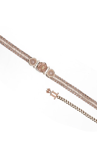 Blush Pink Bead & Floral Embellished Belt by Tarun Tahiliani Accessories