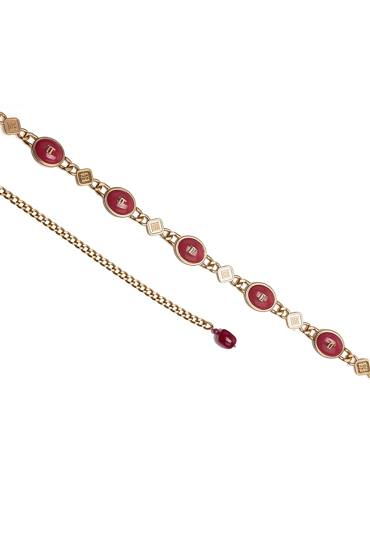 Ruby Rouge Resin Embellished Chain Belt by Tarun Tahiliani Accessories at Pernia's Pop Up Shop
