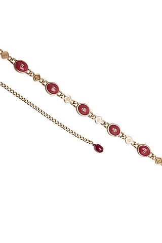 Ruby Rouge Resin Embellished Chain Belt by Tarun Tahiliani Accessories