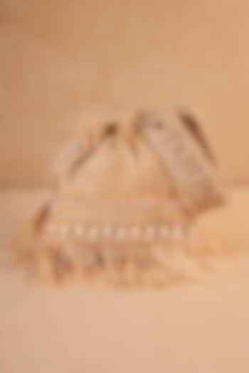 Ivory Beige Viscose Satin & Cotton Mulmul Hand Embroidered Potli Bag by Tarun Tahiliani Accessories at Pernia's Pop Up Shop