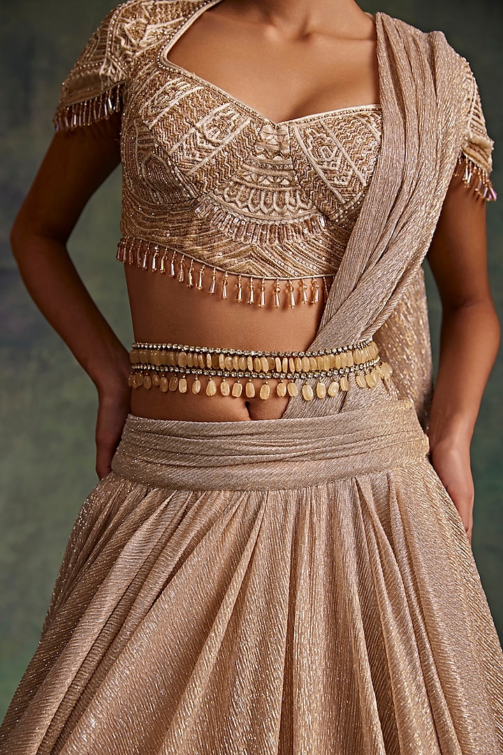 Antique Ivory Cup Chain & Beaded Belt by Tarun Tahiliani Accessories