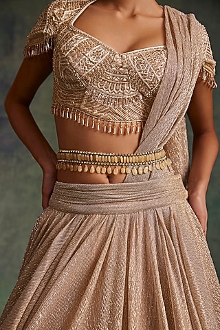 Antique Ivory Cup Chain & Beaded Belt by Tarun Tahiliani Accessories