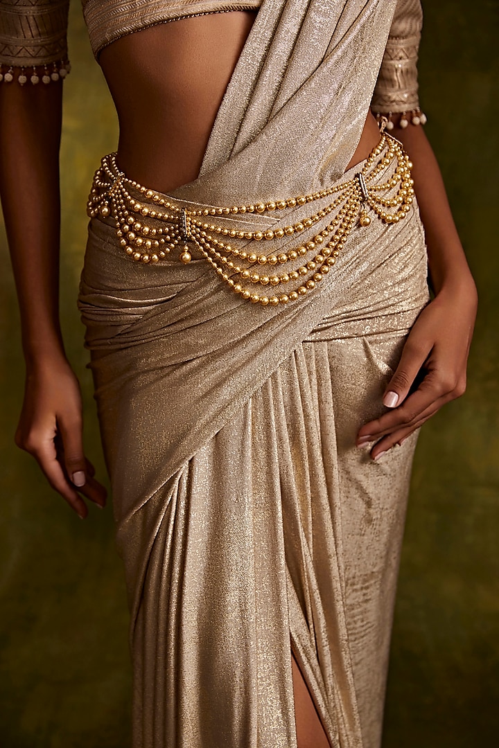 Gold Diamond & Crystal Belt by Tarun Tahiliani Accessories