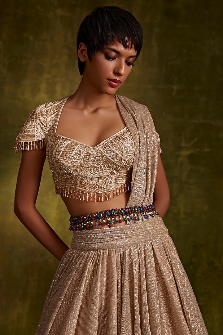 Multi-Colored Silk & Velvet Embellished Belt by Tarun Tahiliani Accessories at Pernia's Pop Up Shop