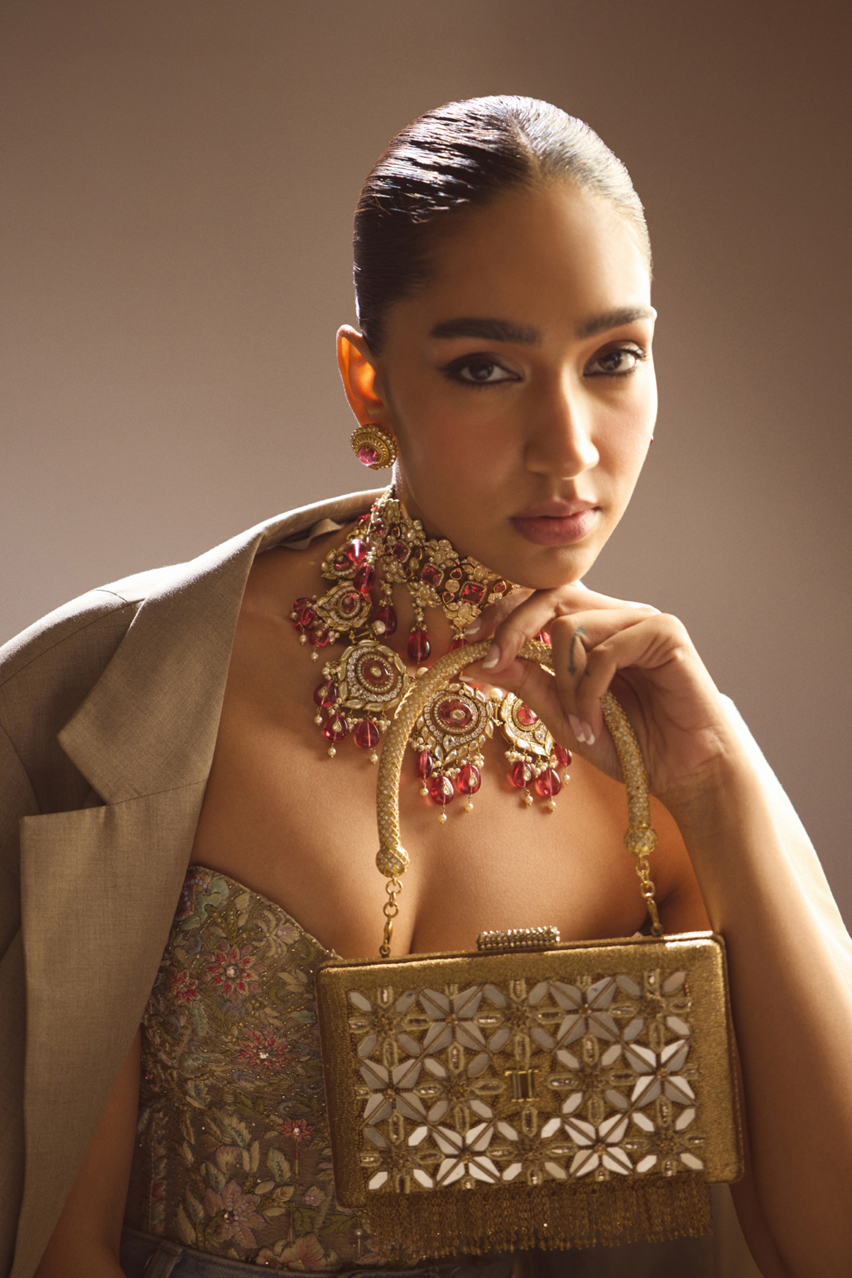 Silver Net Mirror Hand Embroidered Handbag by Tarun Tahiliani Accessories at Pernia's Pop Up Shop
