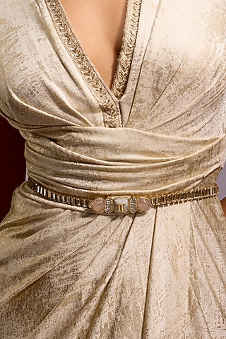 Black Monogrammed Baguette Stone & Crystal Belt  by Tarun Tahiliani Accessories