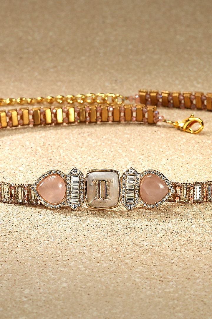 Black Monogrammed Baguette Stone & Crystal Belt by Tarun Tahiliani Accessories at Pernia's Pop Up Shop