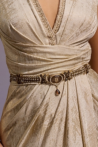 Emerald Zircon & Round Stone Belt by Tarun Tahiliani Accessories