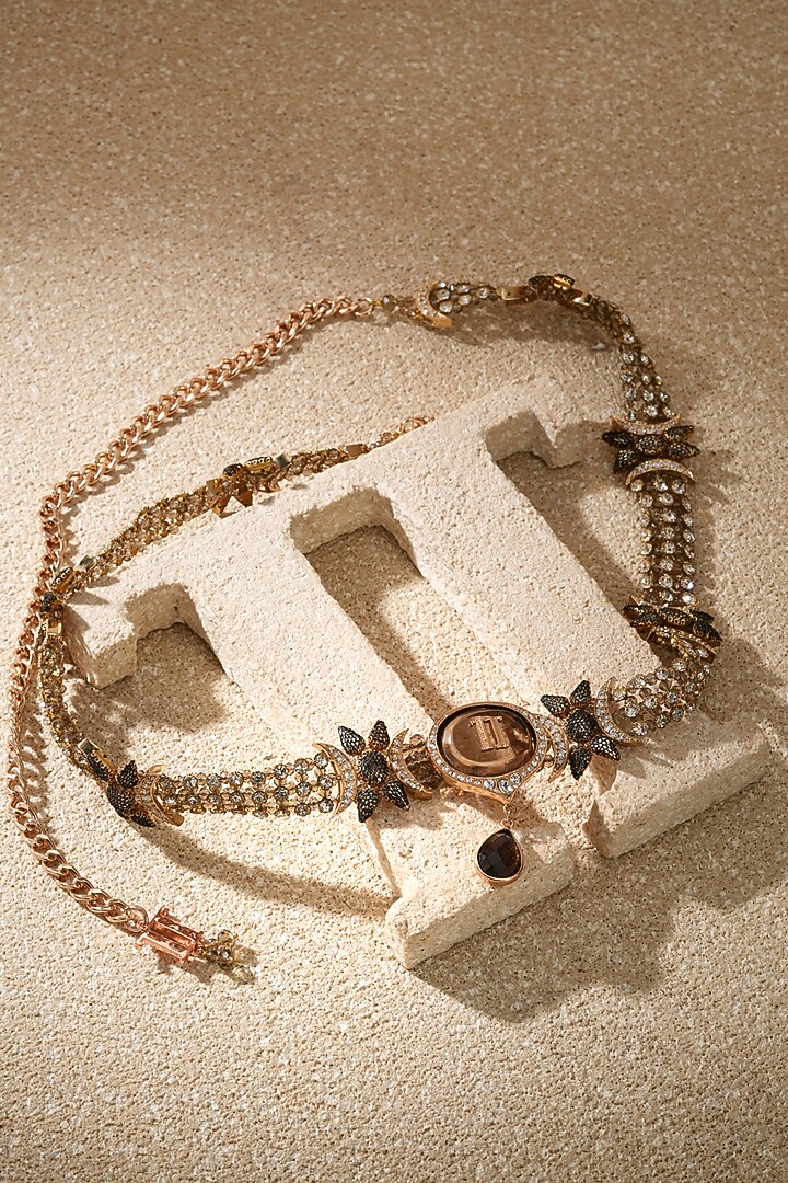 Emerald Zircon & Round Stone Belt by Tarun Tahiliani Accessories at Pernia's Pop Up Shop