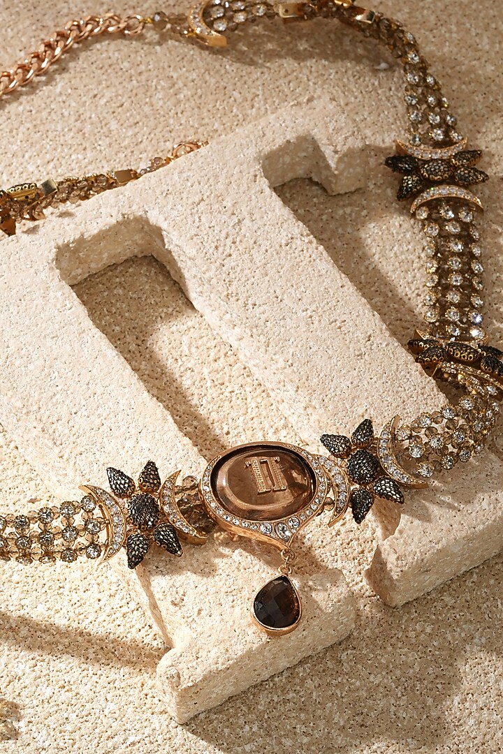 Emerald Zircon & Round Stone Belt by Tarun Tahiliani Accessories at Pernia's Pop Up Shop