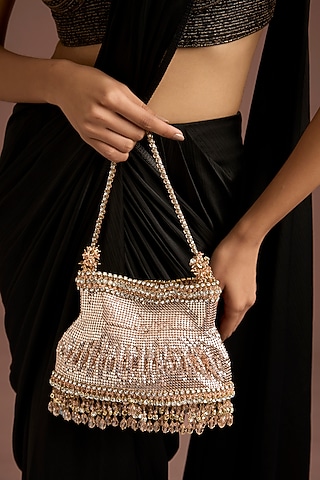 Gold Metal Brass Bag by Tarun Tahiliani Accessories