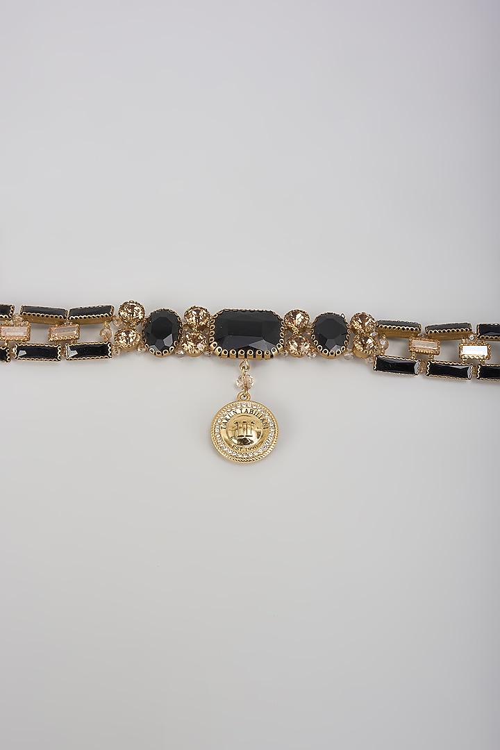 Black & Gold Metal Clawed Stone Belt by Tarun Tahiliani Accessories at Pernia's Pop Up Shop
