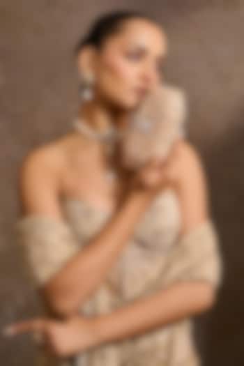 Champagne Gold Net Sequins Embroidered Octagonal Clutch by Tarun Tahiliani Accessories at Pernia's Pop Up Shop