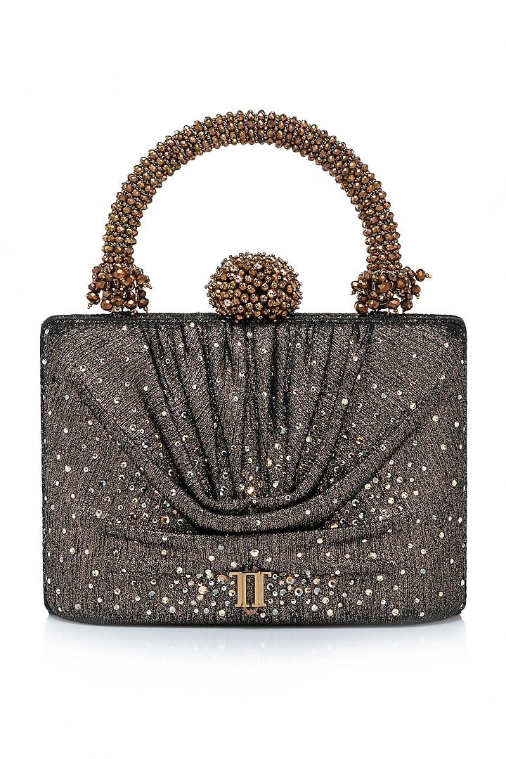 Copper Foil Jersey Draped Clutch by Tarun Tahiliani Accessories at Pernia's Pop Up Shop