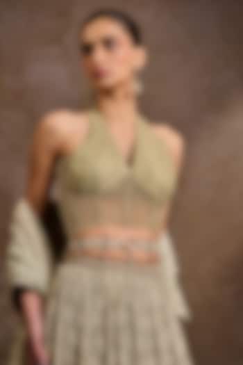 Ivory Swarovski Pearl & Crystal Belt by Tarun Tahiliani Accessories at Pernia's Pop Up Shop