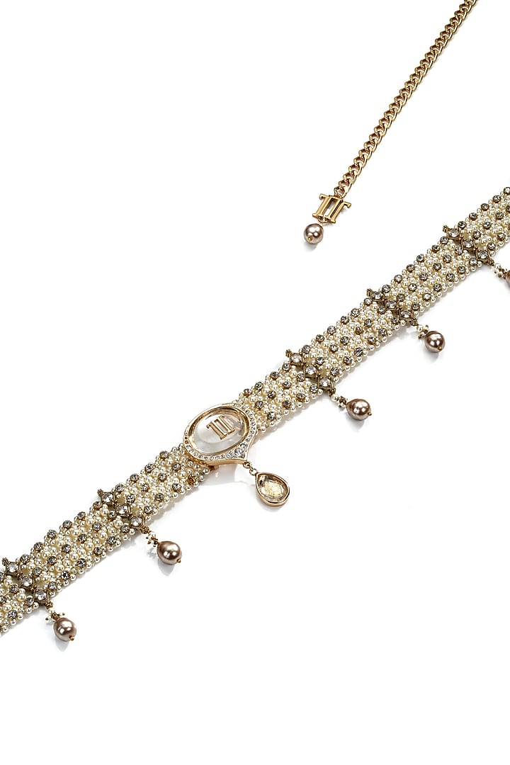 Ivory Swarovski Pearl & Crystal Belt by Tarun Tahiliani Accessories at Pernia's Pop Up Shop