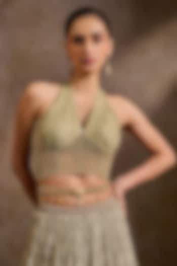 Gold Swarovski Pearl & Crystal Belt by Tarun Tahiliani Accessories at Pernia's Pop Up Shop