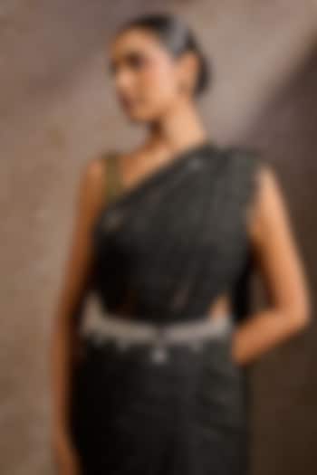 Silver Swarovski Pearl & Crystal Belt by Tarun Tahiliani Accessories at Pernia's Pop Up Shop