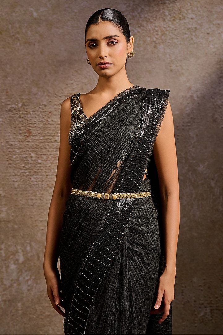 Gold Swarovski Pearl & Crystal Belt by Tarun Tahiliani Accessories at Pernia's Pop Up Shop