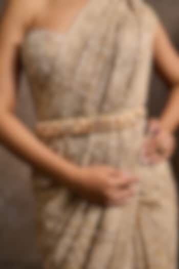 Gold Baroque Crystal & Pearl Belt by Tarun Tahiliani Accessories at Pernia's Pop Up Shop