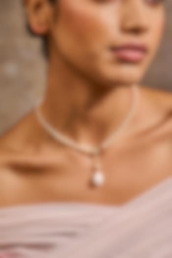 Gold Plated Swarovski Pearl & Zircon Choker Necklace In Sterling Silver by Tarun Tahiliani Accessories at Pernia's Pop Up Shop