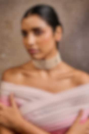 Gold Plated Zircon & Swarovski Pearl Choker Necklace In Sterling Silver by Tarun Tahiliani Accessories at Pernia's Pop Up Shop