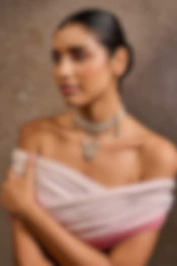 Gold Plated Zircon & Swarovski Pearl Choker Necklace In Sterling Silver by Tarun Tahiliani Accessories at Pernia's Pop Up Shop