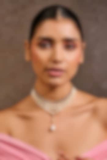 Gold Plated Crystal & Swarovski Pearl Layered Necklace In Sterling Silver by Tarun Tahiliani Accessories at Pernia's Pop Up Shop