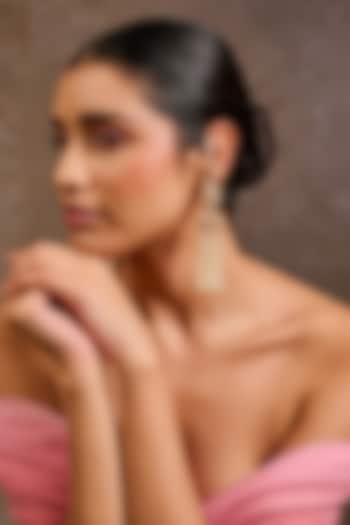 Gold Plated Zircon & Swarovski Pearl Kanauti Earrings In Sterling Silver by Tarun Tahiliani Accessories at Pernia's Pop Up Shop