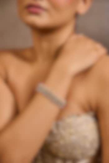 Gold Plated Zircon & Swarovski Pearl Bracelet In Sterling Silver by Tarun Tahiliani Accessories at Pernia's Pop Up Shop