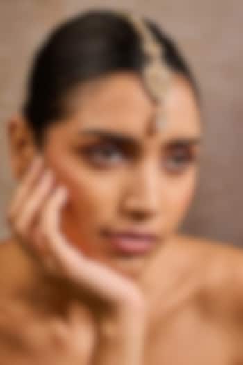 Gold Plated Zircon Handcrafted Maangtikka In Sterling Silver by Tarun Tahiliani Accessories at Pernia's Pop Up Shop