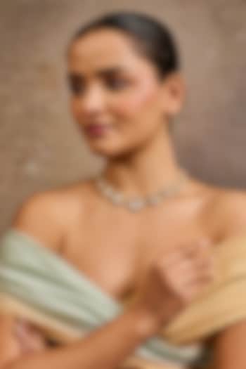 Gold Plated Zircon & Swarovski Pearl Collar Necklace In Sterling Silver by Tarun Tahiliani Accessories at Pernia's Pop Up Shop