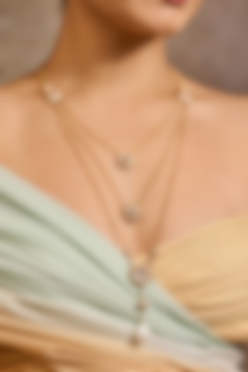 Gold Plated Zircon & Pearl Drop Layered Necklace In Sterling Silver by Tarun Tahiliani Accessories at Pernia's Pop Up Shop