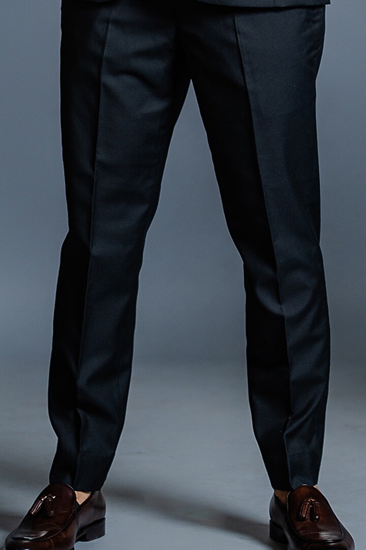 Black Polyester & Viscose Pant Set by Tharun Kiron at Pernia's Pop Up Shop