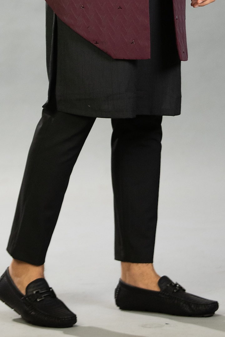 Maroon Polyester & Viscose Embroidered Bundi Set by Tharun Kiron at Pernia's Pop Up Shop