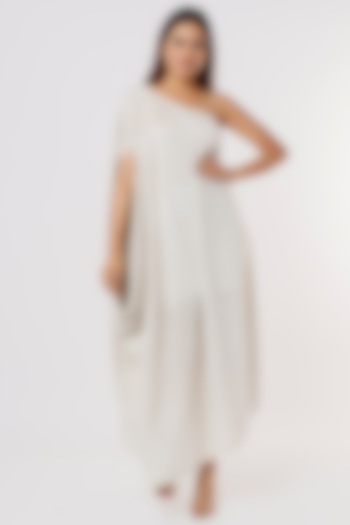 White Satin Pleated Dress by Titliyan by KK