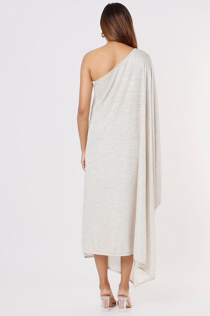 White Satin Pleated Summer Dress by Titliyan by KK at Pernia's Pop Up Shop
