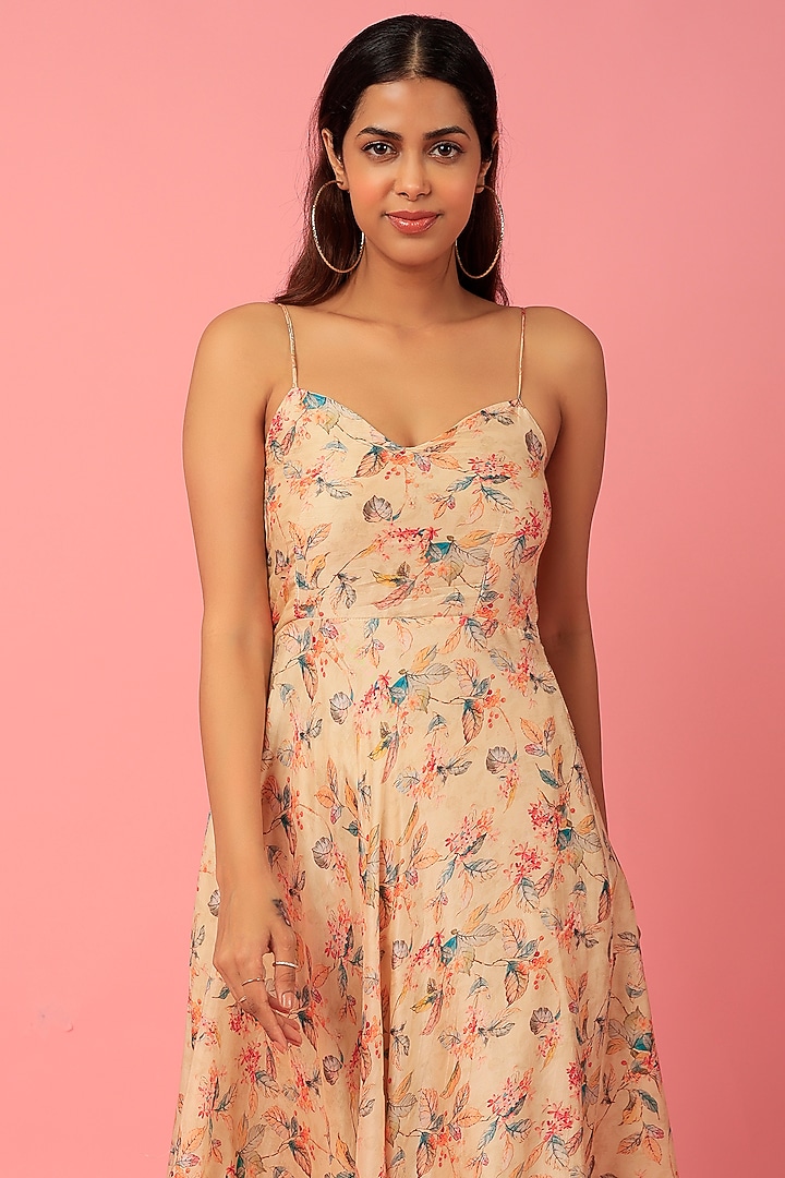 Peach Floral Printed Summer Dress by Titliyan by KK at Pernia's Pop Up Shop
