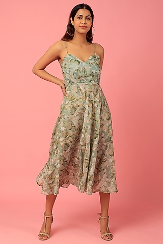 Sea Green Cotton Printed Dress by Titliyan by KK