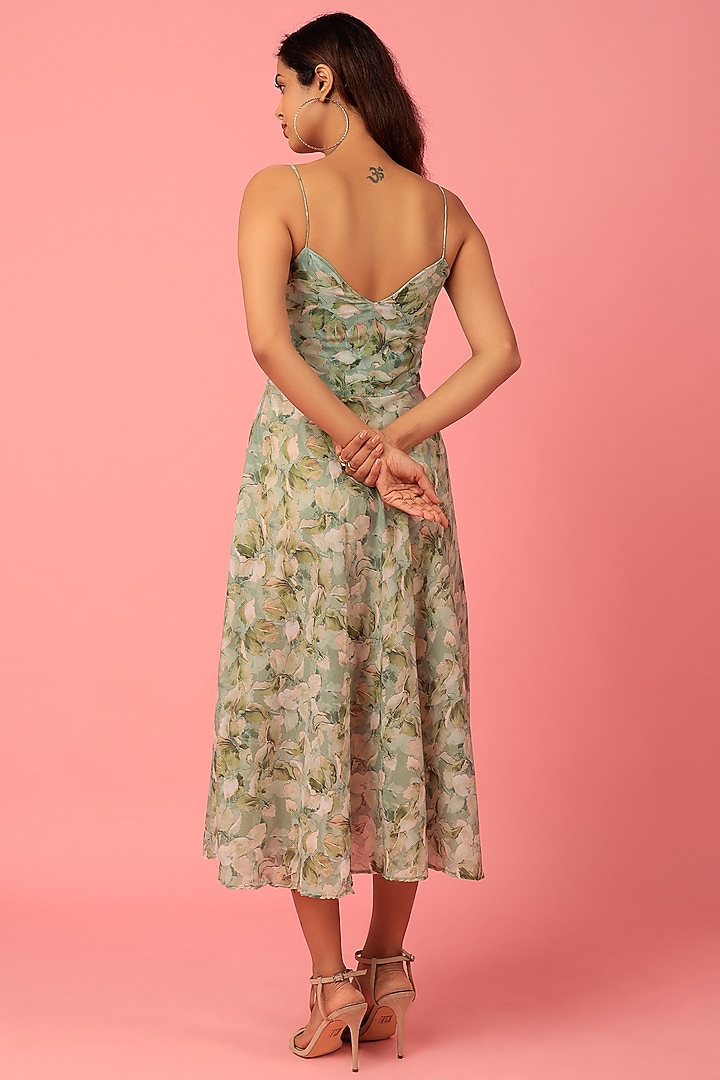 Sea Green Cotton Printed Summer Dress by Titliyan by KK at Pernia's Pop Up Shop