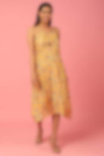 Yellow Floral Printed Dress by Titliyan by KK at Pernia's Pop Up Shop