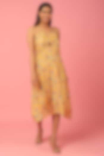 Yellow Floral Printed Dress by Titliyan by KK
