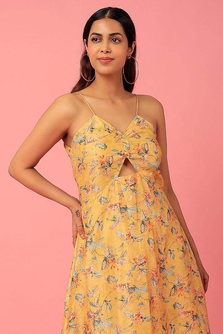 Yellow Floral Printed Summer Dress by Titliyan by KK at Pernia's Pop Up Shop
