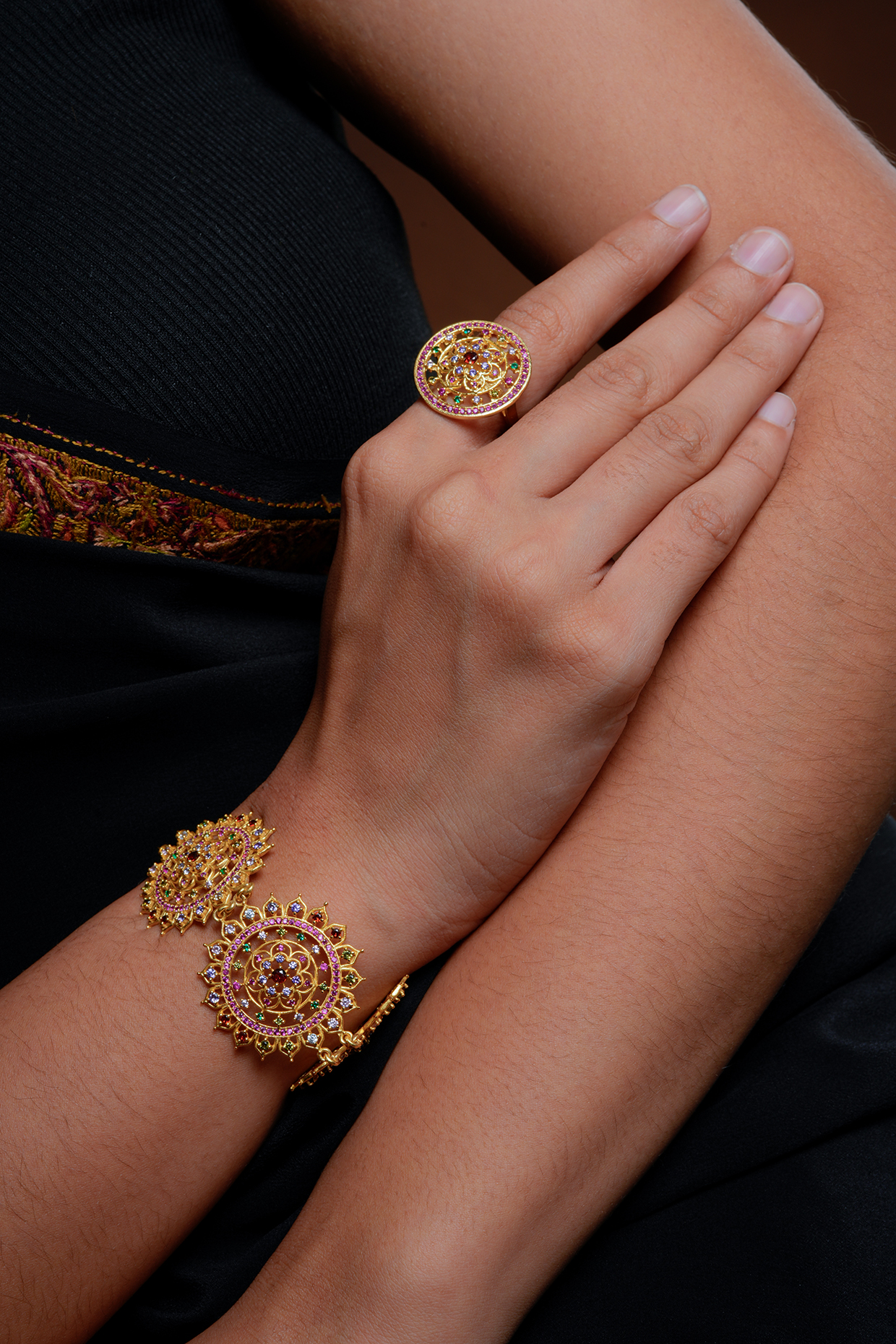 Gold Plated Lab Created Stone & Zircon Bracelet by Totapari at Pernia's Pop Up Shop