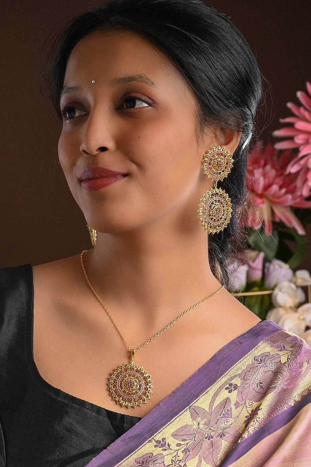 Gold Plated Imitation Stone & Pearl Necklace by Totapari at Pernia's Pop Up Shop